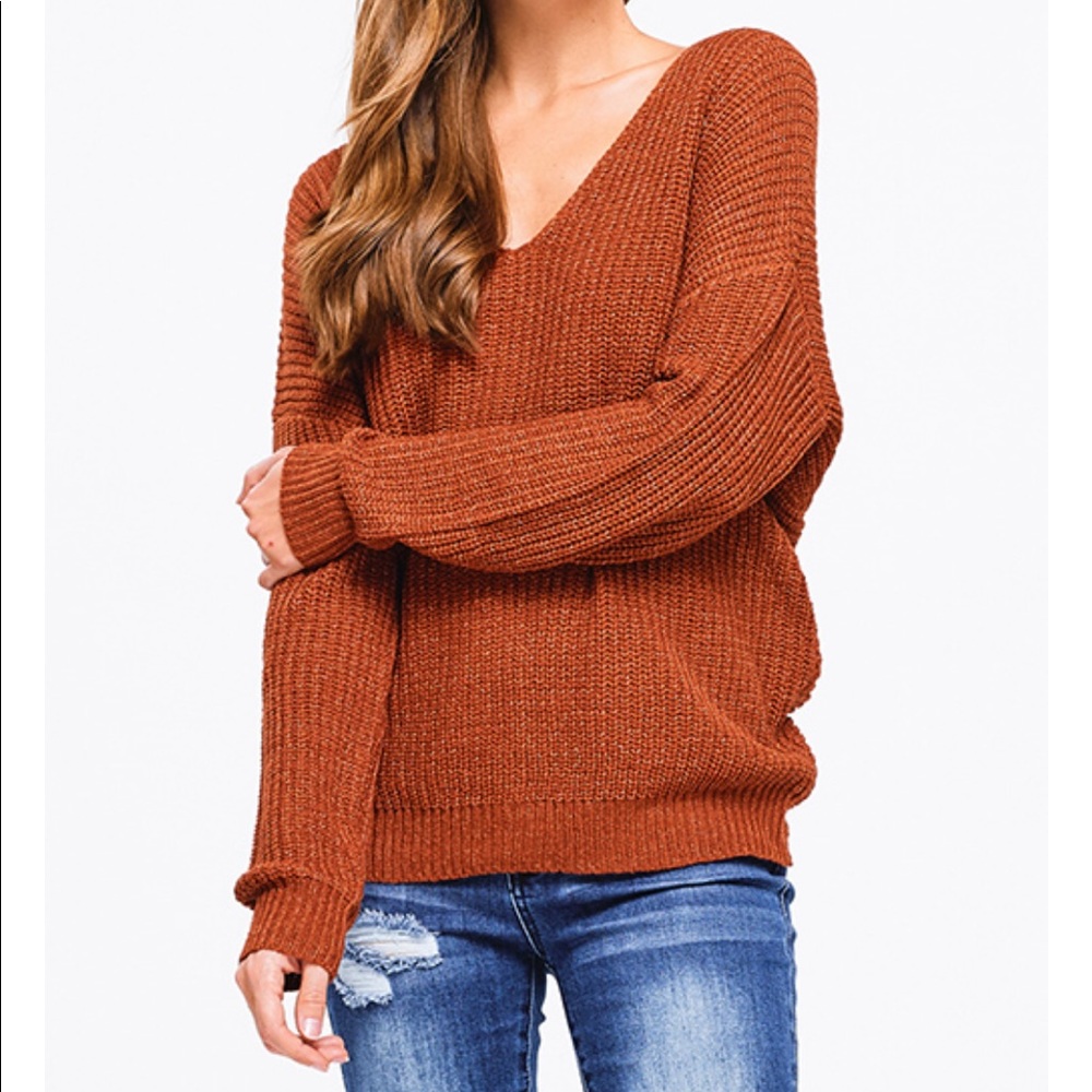 ARRIVEDV-Neck Twist Knotted Sweater Top! - Picture 5 of 6